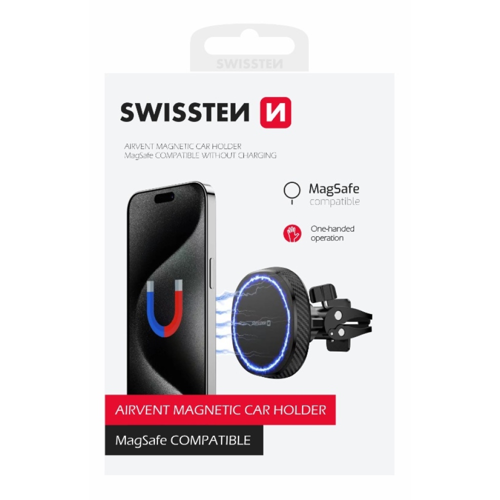 Swissten magnetický držiak do vetráčika MagStick Compact (kompatibilný s MagSafe) - čierny