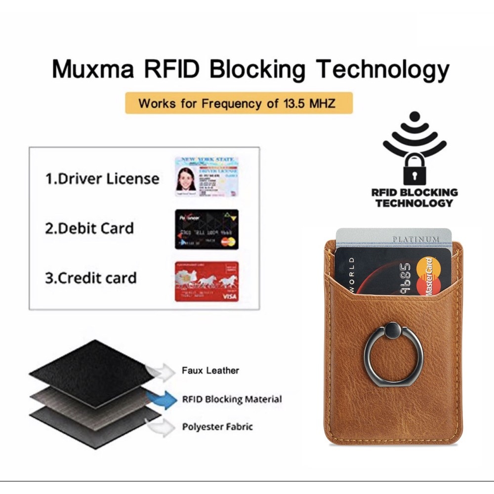 MUXMA nalepovacie puzdro na karty na mobilný telefón - hnedé