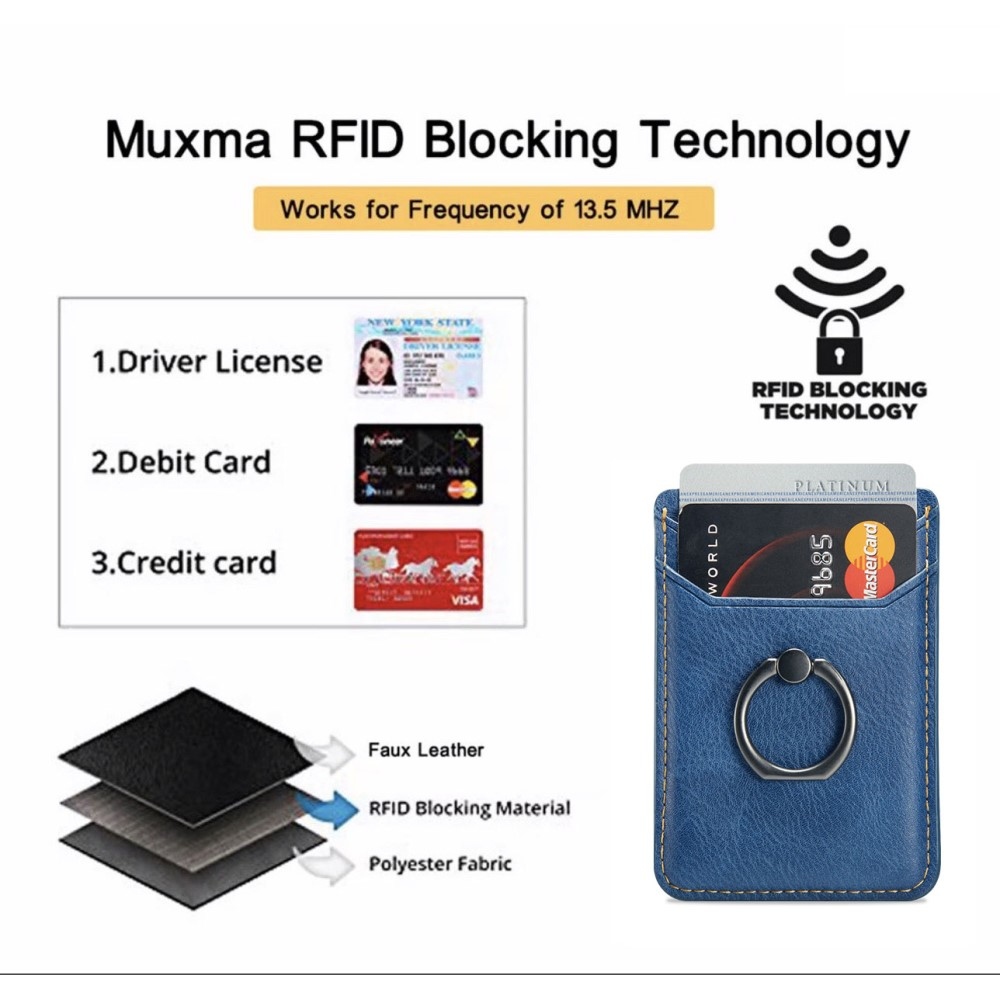 MUXMA nalepovacie puzdro na karty na mobilný telefón - modré