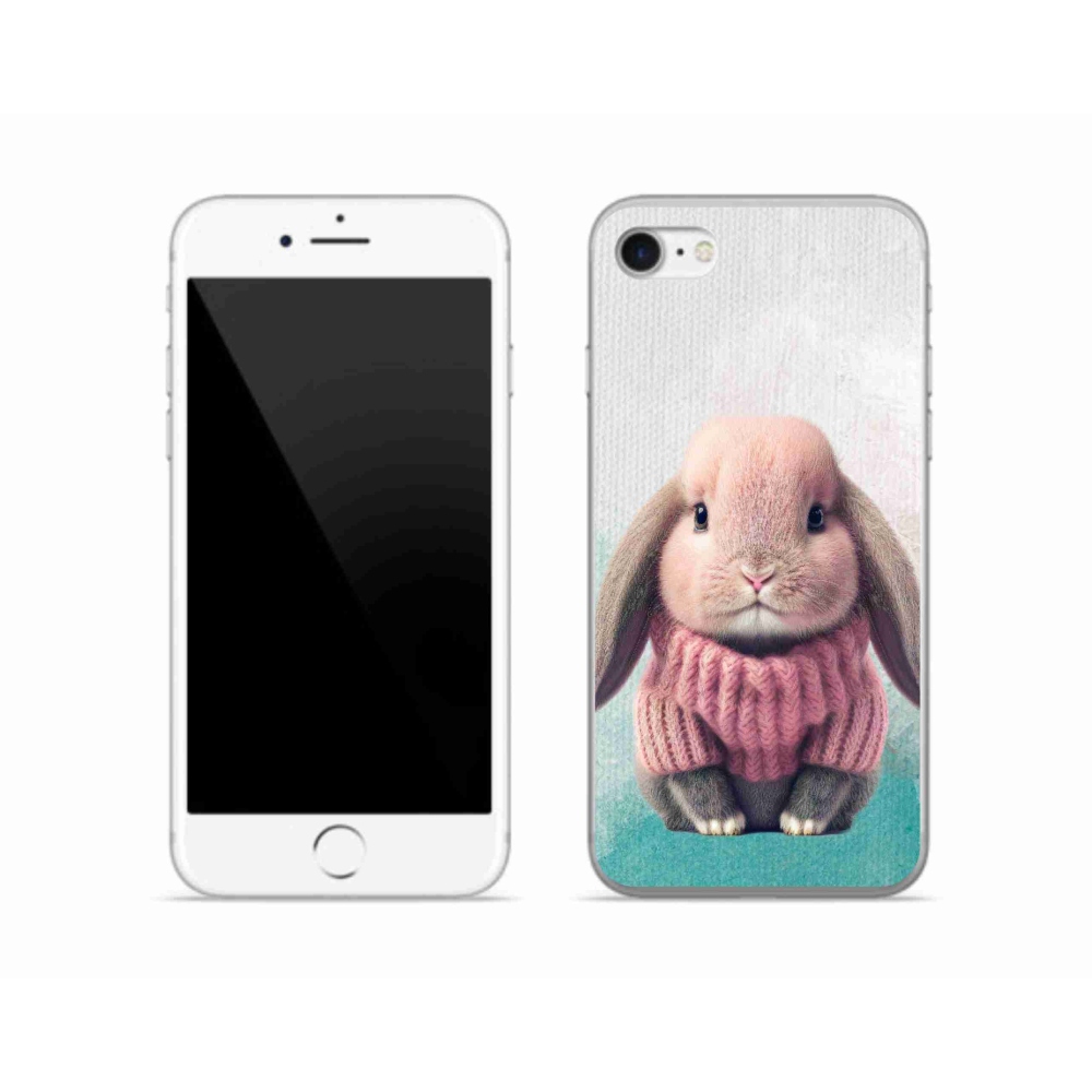 Gélový kryt mmCase na iPhone SE (2020) - zajačik vo svetri