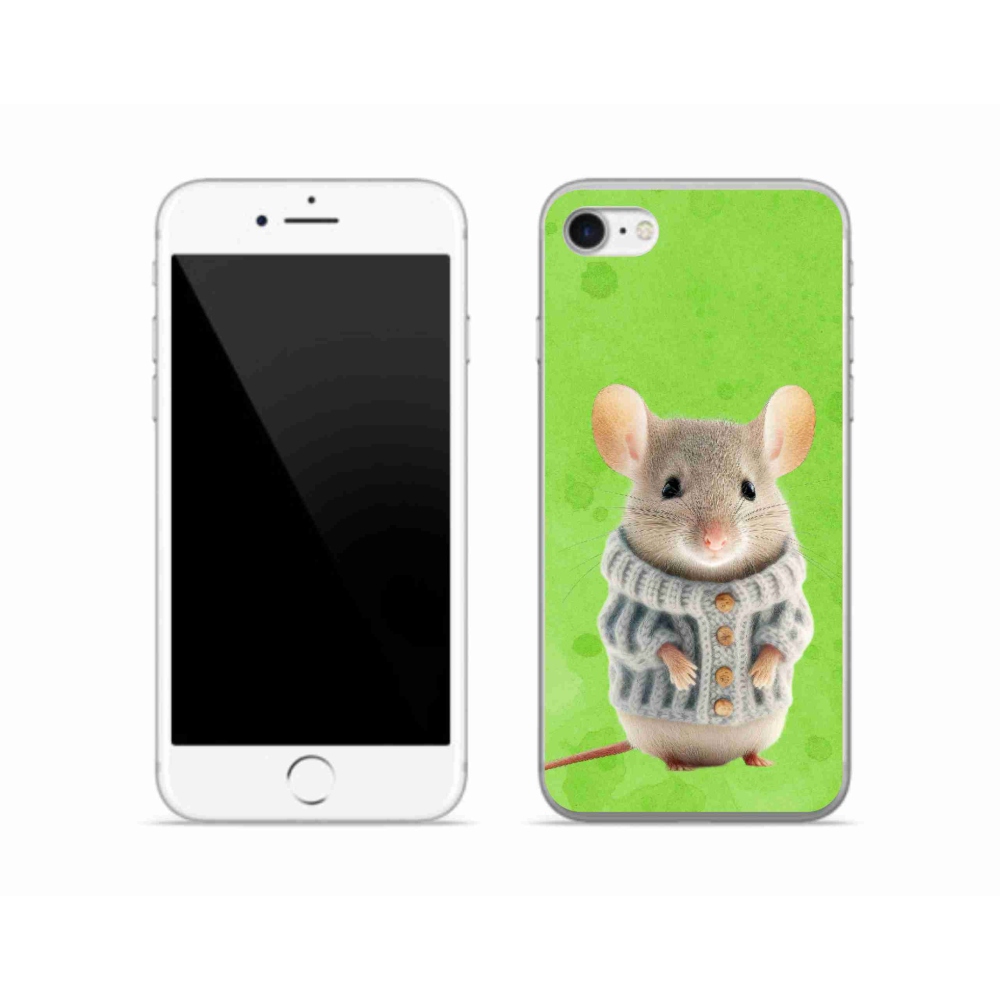 Gélový kryt mmCase na iPhone SE (2020) - myška vo svetri
