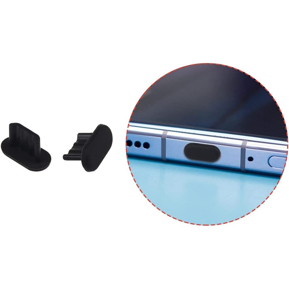 Silikónová krytka proti prachu pre micro USB port/Lightning - čierna